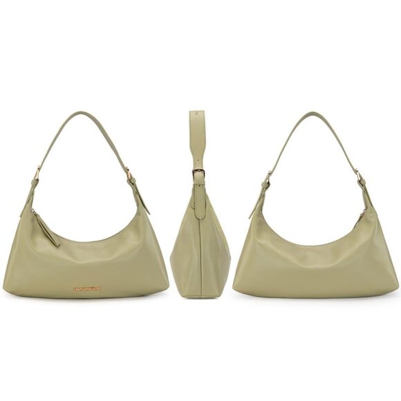 Medium Vegan Leather Hobo Shoulder Bag Chic Minimal Spacious Organized - Picture 6 of 7